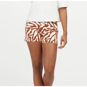 Spanx On the Go Shorts Cream Brown Zebra Stripe Size Medium Flat Front Stretch